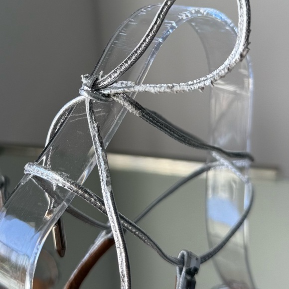 AQUAZZURA Rock Chic 105 Crystal-embellished Leather Sandals Silver $1,250 38.5 - Picture 14 of 16